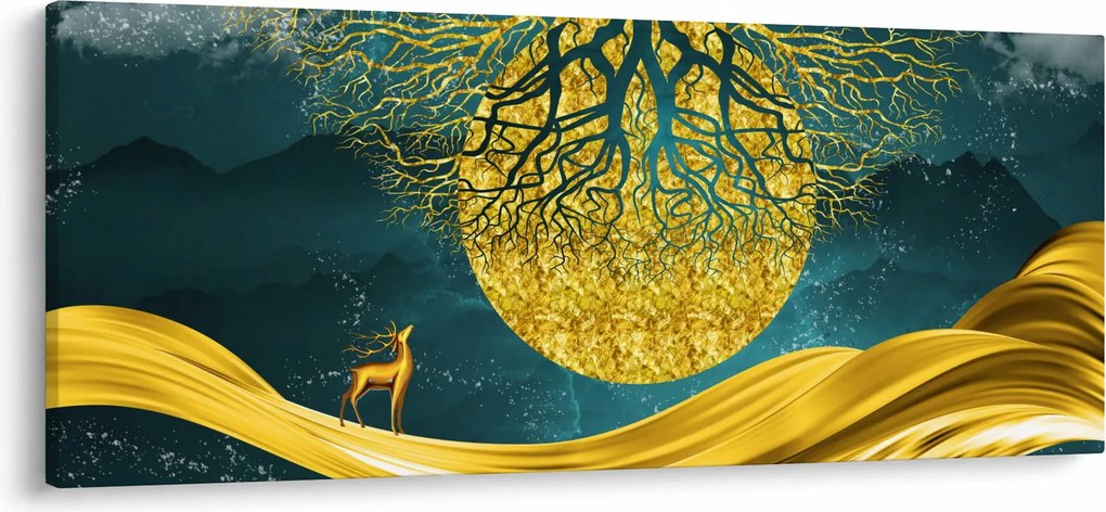 Obraz - Abstrakcia, Zlatá krajina (120x50 cm)