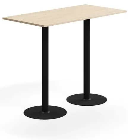 Barový stôl ALVA, 1400x700x1000 mm, s kotvením do zeme, HPL, čierna/breza