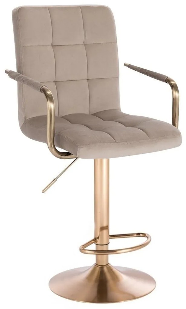 LuxuryForm DESIGN Barová stolička VERONA GOLD VELUR na zlatom tanieri - latte