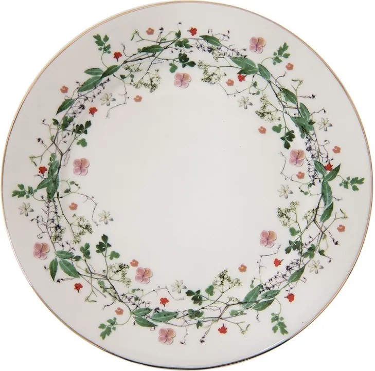 Porcelánový dezertný tanierik s kvetmi Flower fields - Ø 21*2 cm