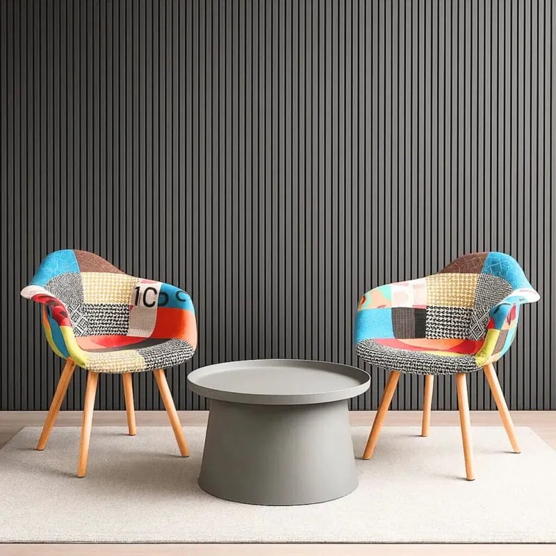 Drevený akustický panel, 2400 x 600 mm, čierny podklad, balenie 5 ks, dub grafitový