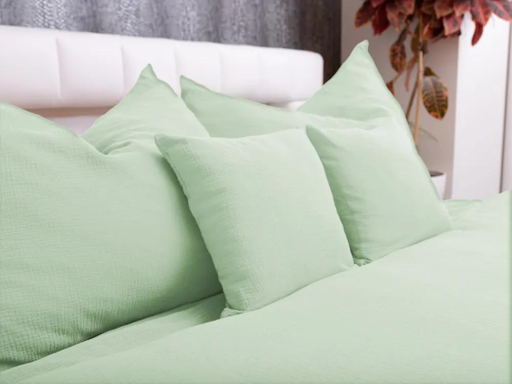 Biante Mušelínové posteľné obliečky Nature MSN-002 Pastelovo zelené Jednolôžko 140x200 a 70x90 cm