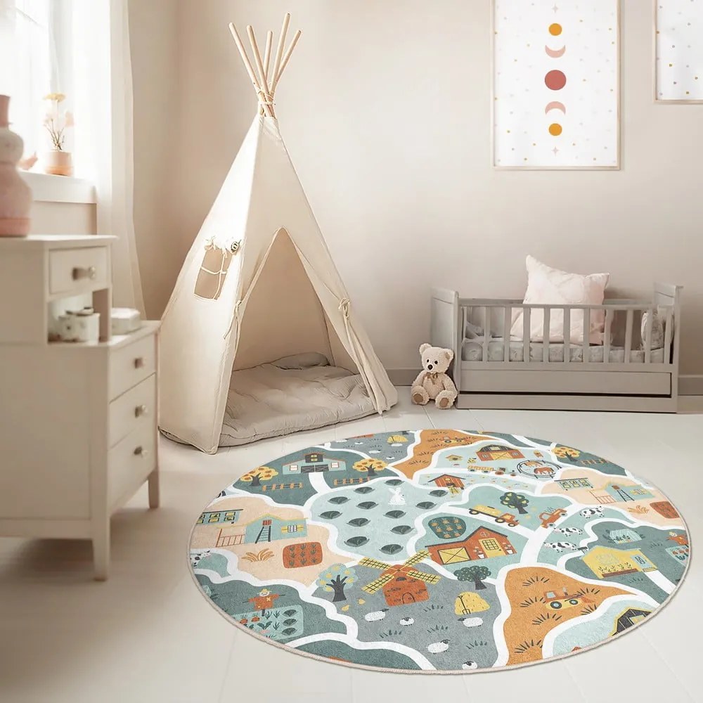Prateľný detský hrací koberec ø120 cm Farmer's Life – Mila Home
