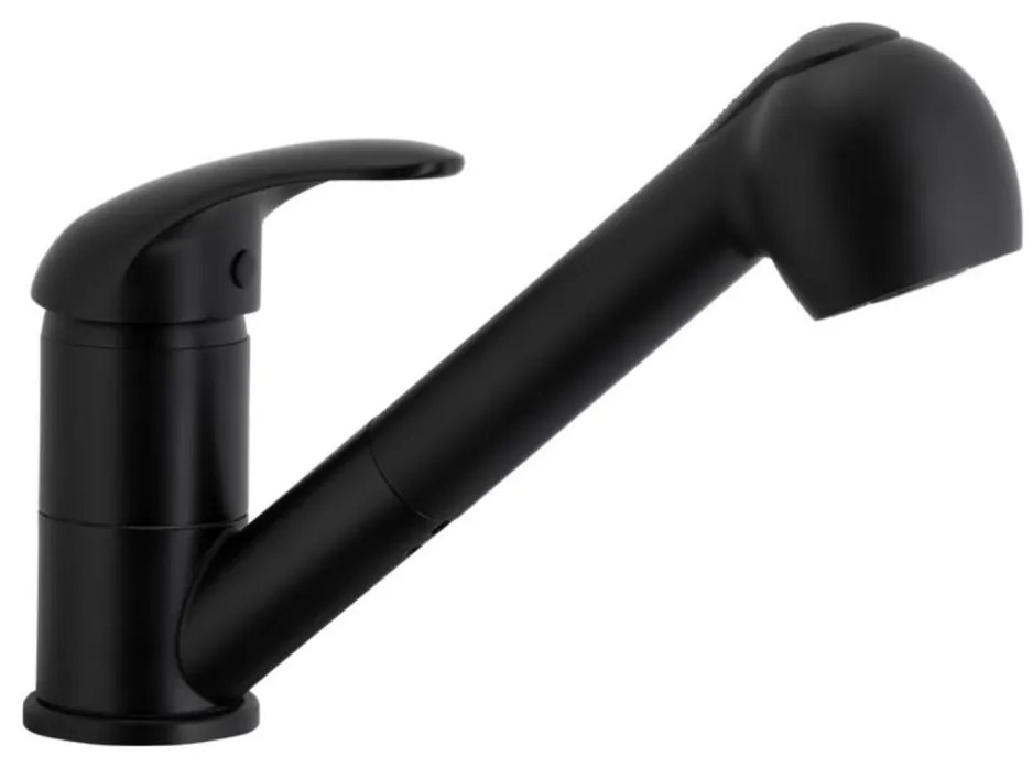 KFA Armatura 6613-110-81 - Drezová batéria s vyťah. sprškou INDIRA mosadz/čierna