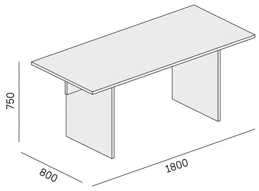 Stôl single SOLID, 1800 x 800 x 743 mm, orech