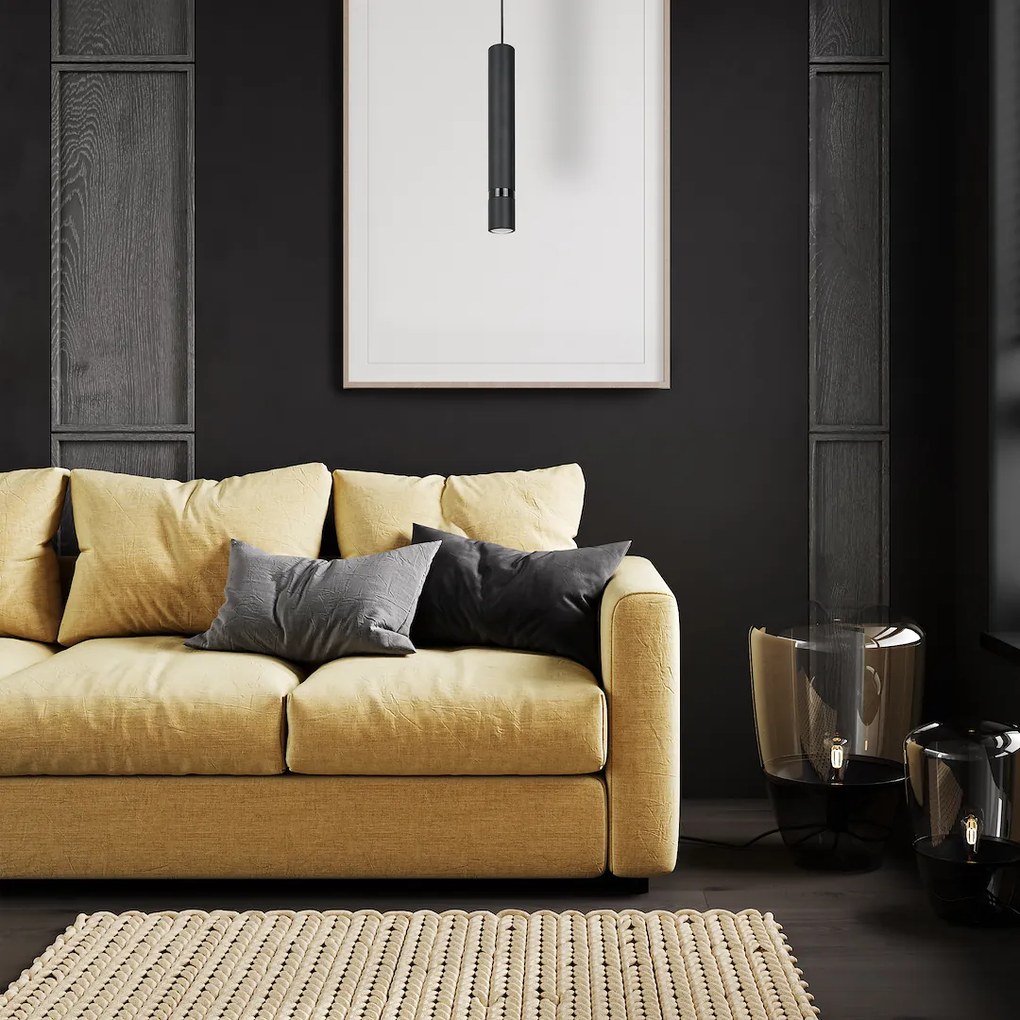 Závesné svietidlo Joker, 1x čierne kovové tienidlo, b