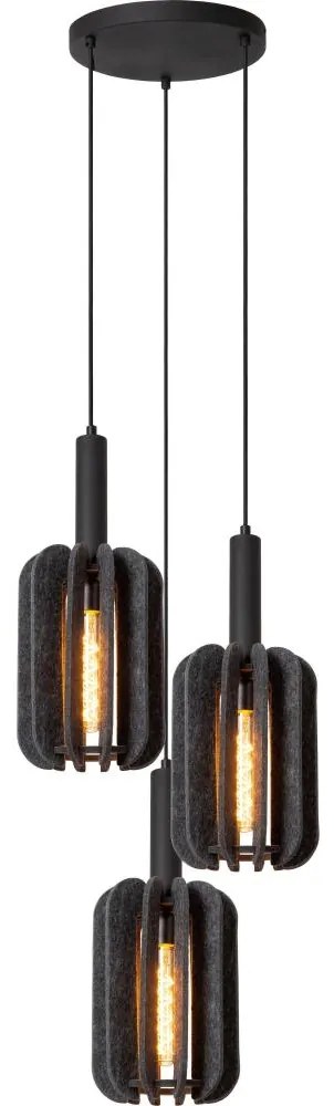 Lucide 45492/13/36 - Luster na lanku RAFAL 3xE27/40W/230V čierna/šedá
