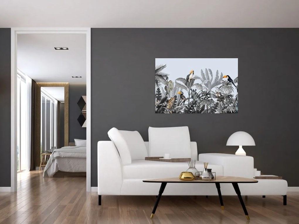 Obraz - Ilustrovaná džungľa (90x60 cm)