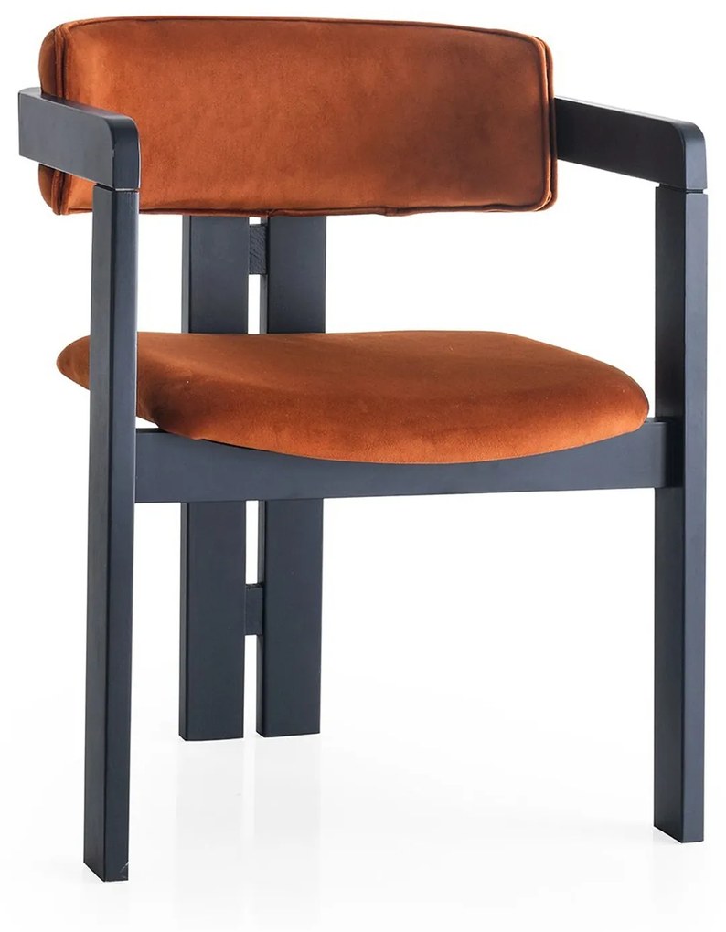 Jedálenská stolička CO Velvet z masívu škoricová/čierna