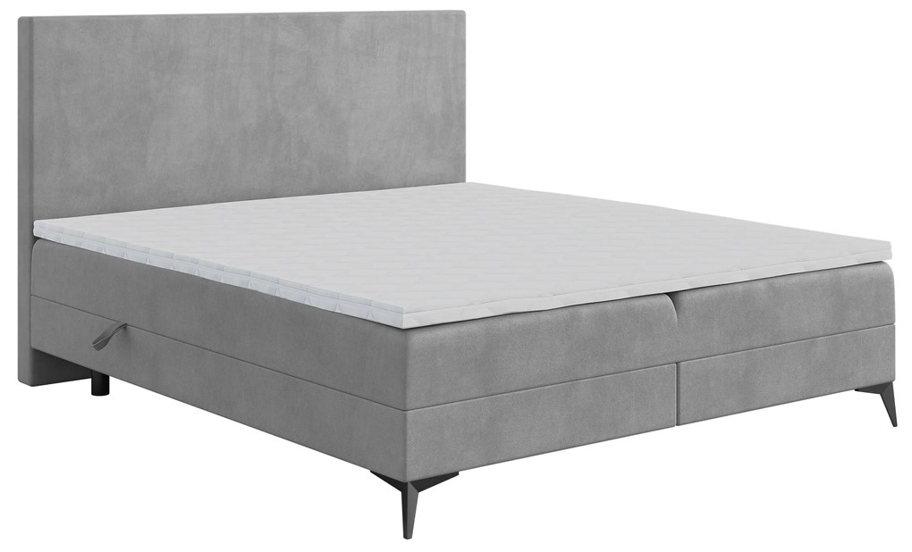Manželská posteľ Boxspring 160 cm Ricky (sivá) (s matracom a úl. priestorom). Akcia -20%. Vlastná spoľahlivá doprava až k Vám domov. 1043439