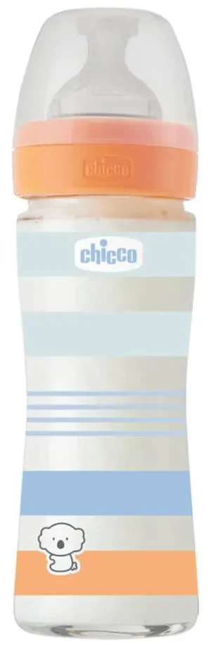 Fľaša dojčenská sklo Well-being silikón 240 ml chlapec