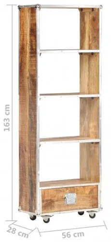 vidaXL Knižnica 56x28x163 cm surové mangovníkové drevo-