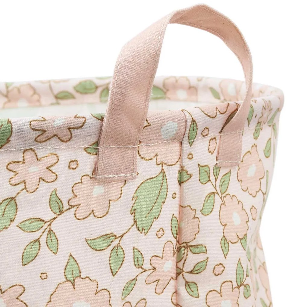 A Little Lovely Company - úložný kôš na hračky - kvetiny na ružovej