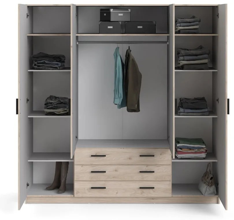 Šatníková skriňa v dekore duba v prírodnej farbe 196x200 cm Sprint – Tvilum