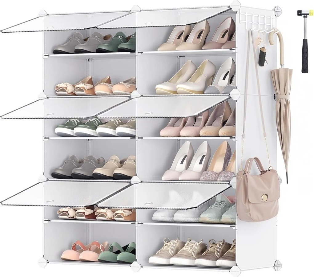 Modulárny prepojitelný botník v bielej farbe