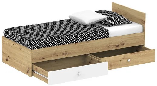 Jednolôžková posteľ 90cm Seraphina WK14 (dub artisan + biela + sivá). Vlastná spoľahlivá doprava až k Vám domov. 1122572