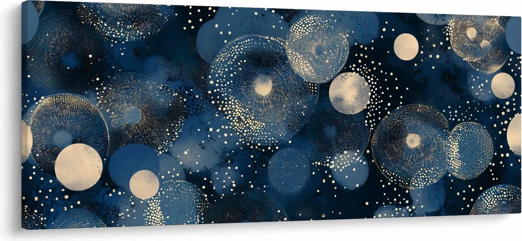 Obraz - Modro-zlaté krúžky (120x50 cm)