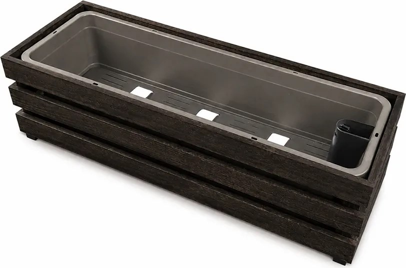 AMADEA Drevený obal na kvetináč tmavý, 62x21,5x17cm Český výrobok
