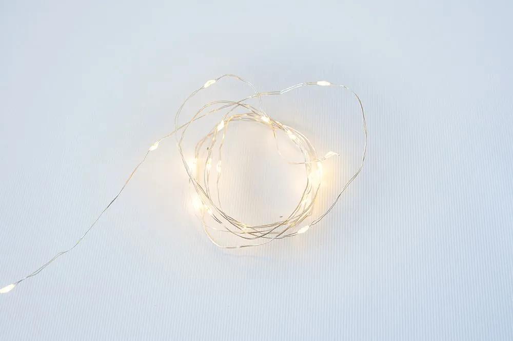 NEXOS LED osvetlenie strieborný drôt, 20 LED, teplá biela