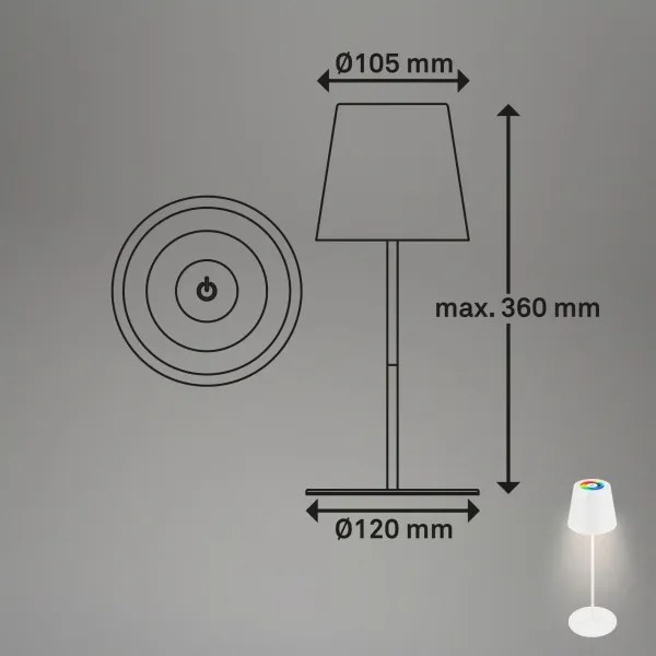 Briloner 7559016-LED RGB stolná lampa COLORIS 3,5 W/5 V IP44 2000 mAh Wi-Fi Tuya