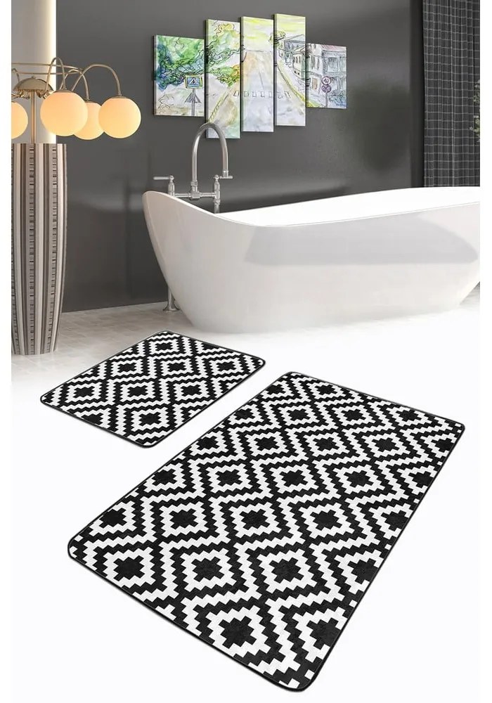 Biele/čierne kúpeľňové predložky v súprave 2 ks 60x100 cm – Mila Home