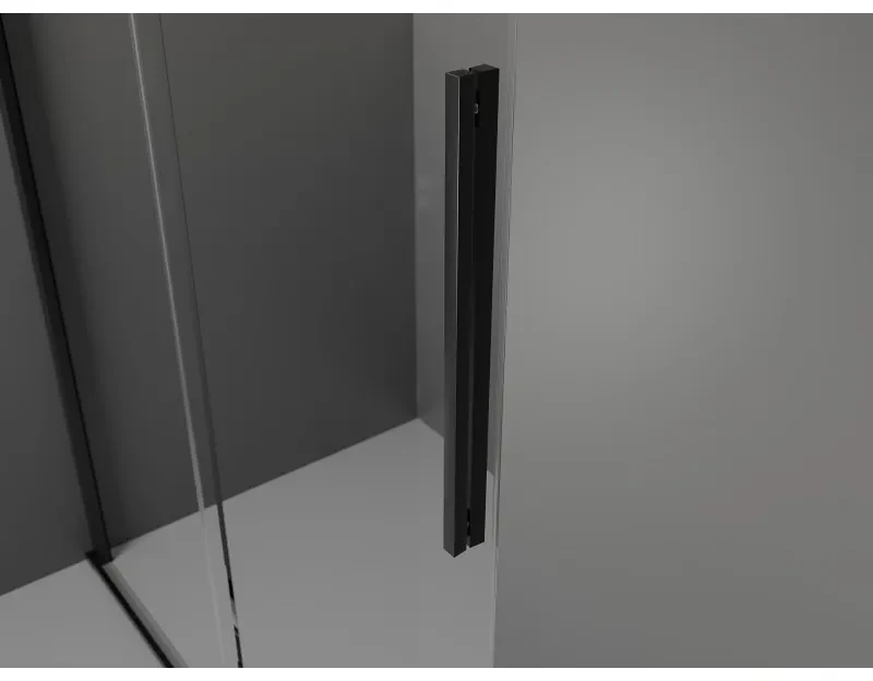 Mexen Velar, sprchový kút s posuvnými dverami 150 x 80 cm, 8mm šedé sklo, čierna matná, 871-150-080-41-70