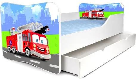 MAXMAX Detská posteľ so zásuvkou HASIČI + matrac ZADARMO