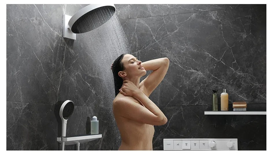 Hansgrohe Rainfinity, hlavová sprcha 360 1jet s pripojením na stenu, kartáčovaný čierny chróm, HAN-26230340