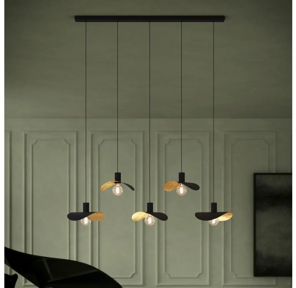 Eglo 390396 - Luster na lanku SACEDA 5xE27/40W/230V čierna/zlatá