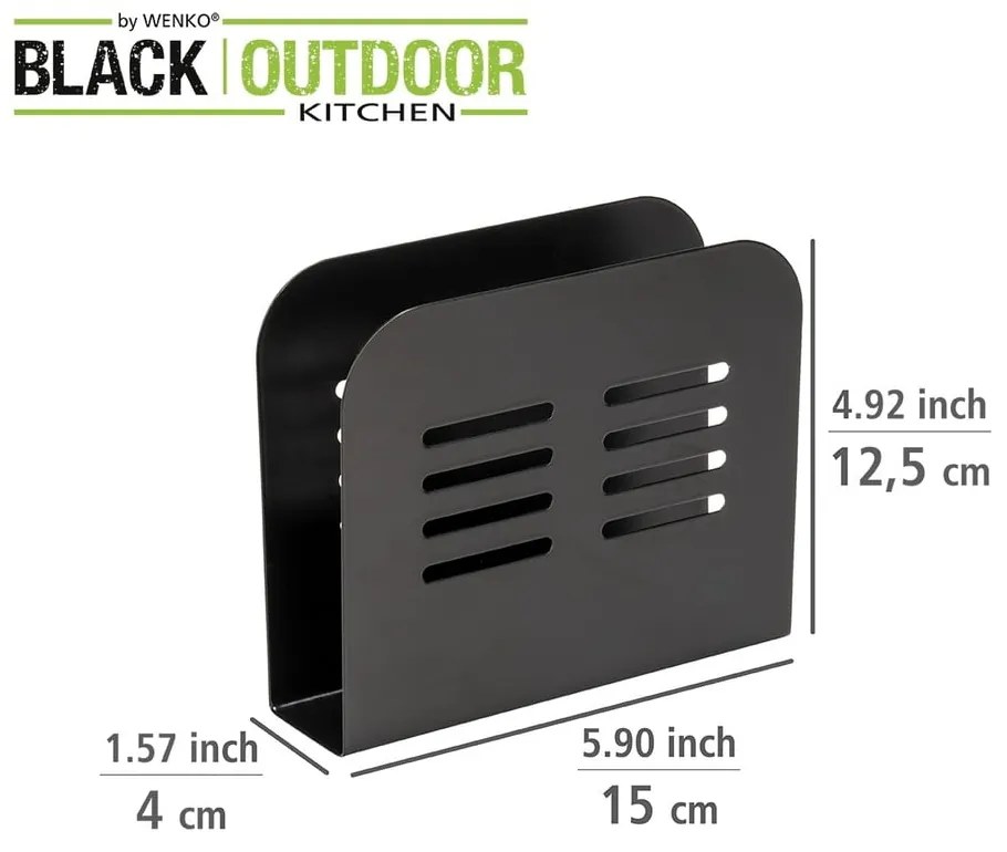 Čierny držiak na obrúsky Wenko Black Outdoor Kitchen Baco