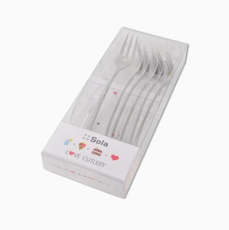 Sola - Vidlička na múčnik so srdiečkom 6 ks set - Love Cutlery (116605)