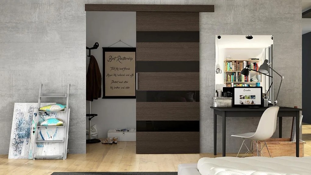 Posuvné dvere Rubi 70 V, Farby: choco / biely lacobel