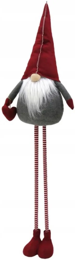 Vianočný škriatok s ozdobou 130 cm - šedý - výškovo nastaviteľný