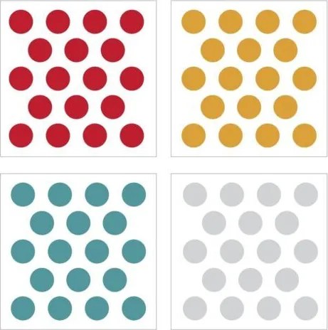 Samolepka do detskej izby sada konfety červená, žltá, tyrkysová, šedá 5cm