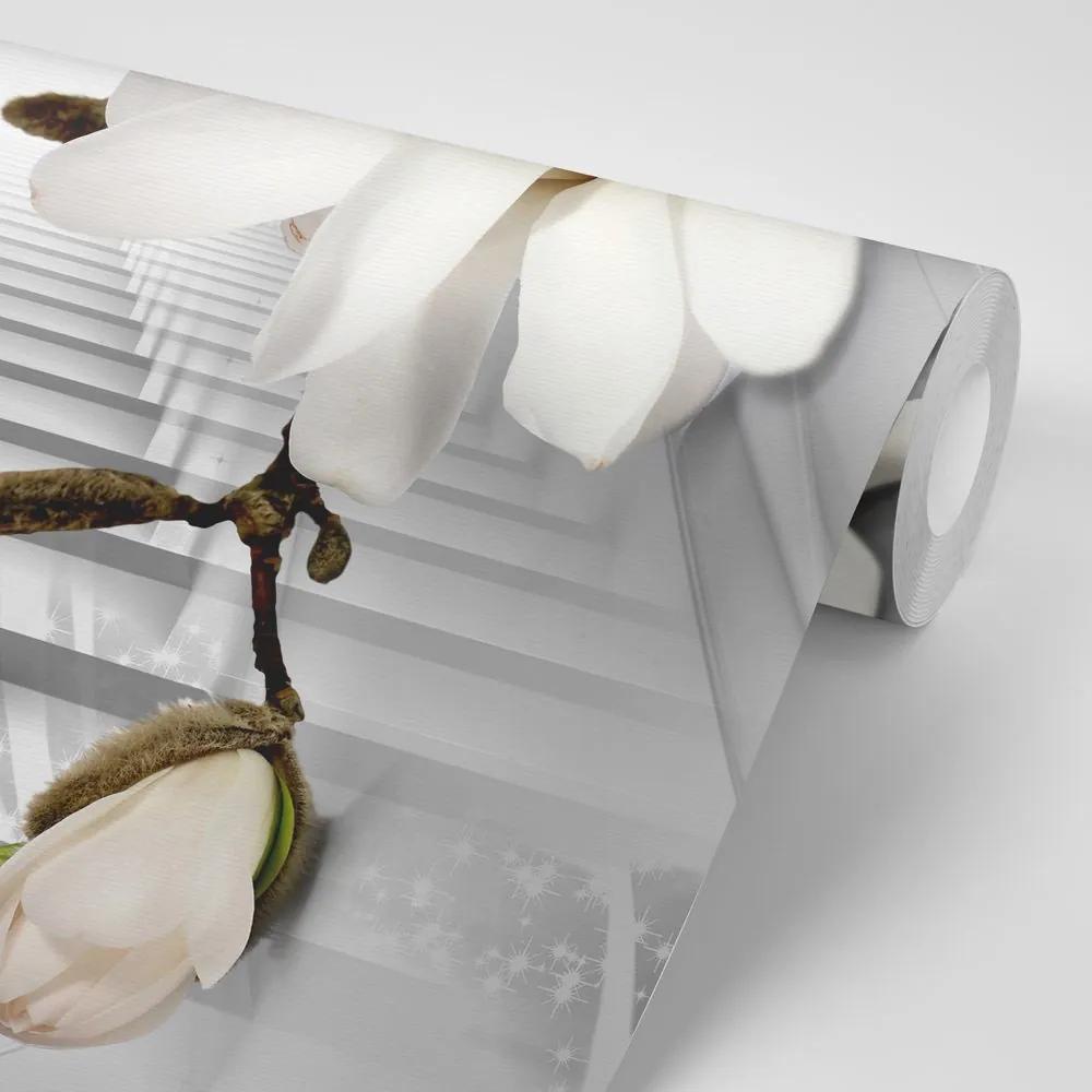 Samolepiaca tapeta luxusná magnólia v abstraktnom prevedení