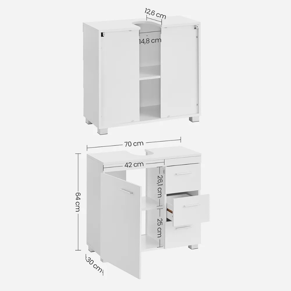 Skrinka pod umývadlo IVY, 30x70x64cm, biela Vasagle