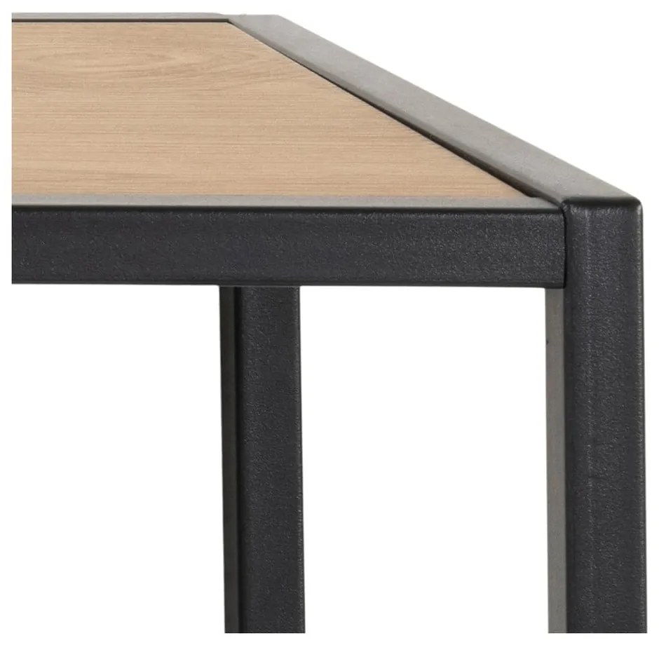 Nástenný vešiak v dekore duba s poličkou v čierno-prírodnej farbe Seaford – Actona