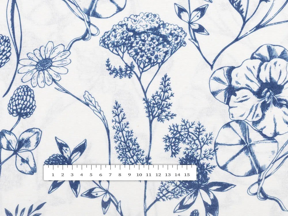 Biante Dekoračná obliečka na vankúš PML-060 Modré lúčne kvety na bielom 35 x 45 cm