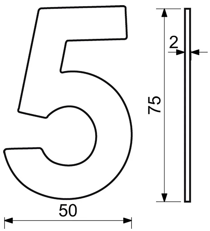 Nerezové číslo v plochom „2D“ prevedení RICHTER RN.75L (čierne), 3, RICHTER Čierna matná