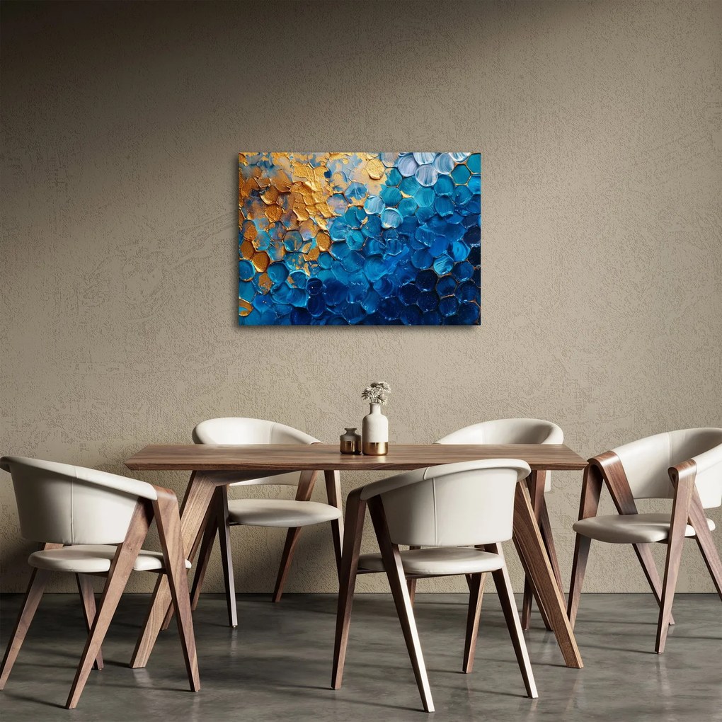 Obraz - Modrozlatá maľba (70x50 cm)
