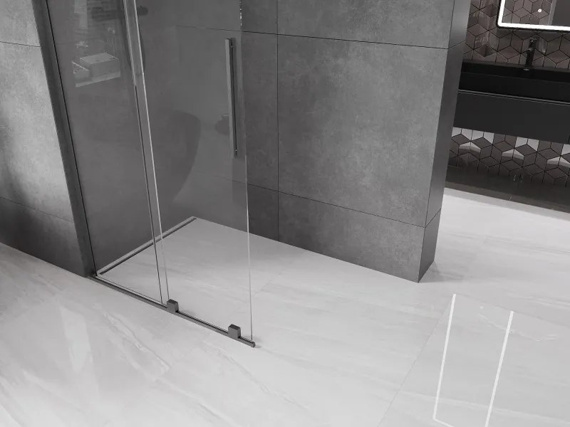 Mexen Velar L, posuvná sprchová zástena Walk-in 110 x 200 cm, 8mm číre sklo, grafit brúsený, 871-110-003-03-66