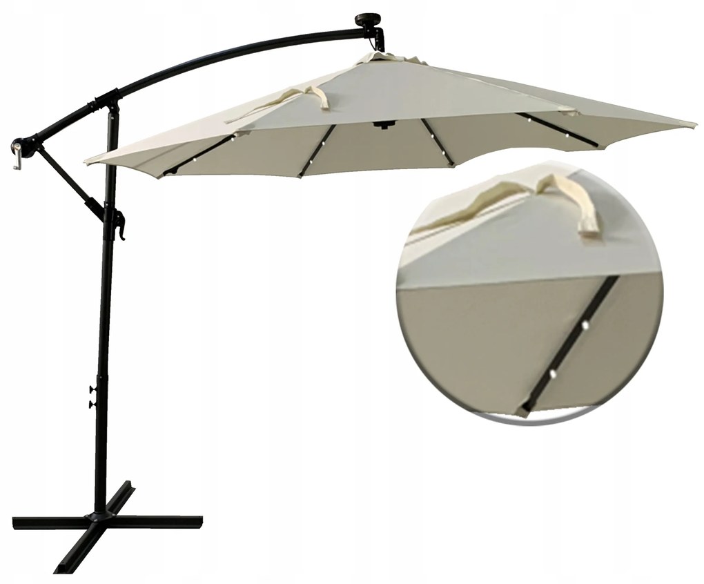 Dekorstudio Záhradný slnečník s LED osvetlením - 270 cm - béžový