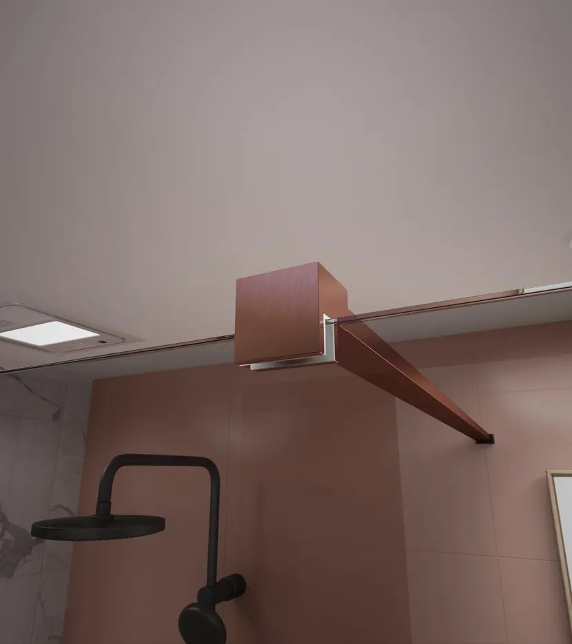 Erga Paris, sprchová zástena Walk-In 60x200 cm, 8mm šedé sklo, medený matný profil, ERG-V02-PARIS-060x200-GR-CO
