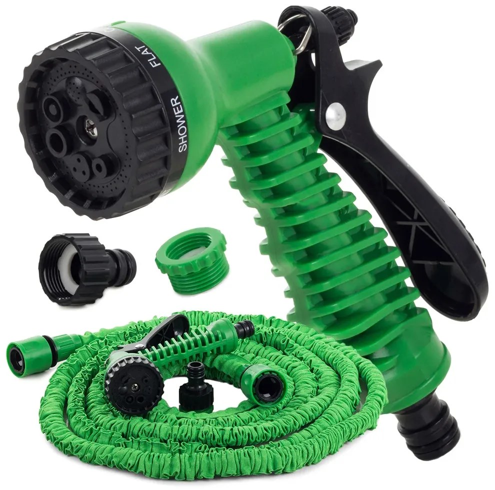 Flexibilná hadica s rozprašovačom, 30 m - zelená