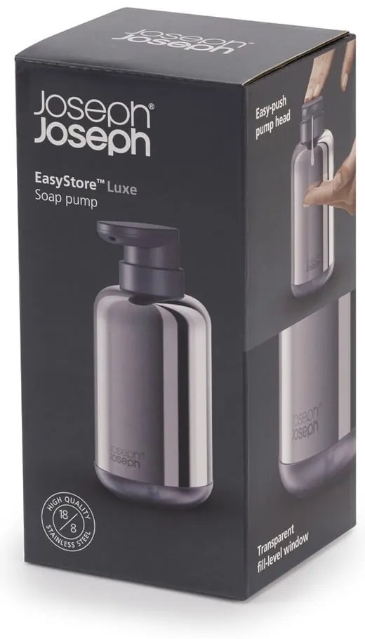 Dávkovač mydla z nehrdzavejúcej ocele v lesklo striebornej farbe 300 ml EasyStore Luxe – Joseph Joseph