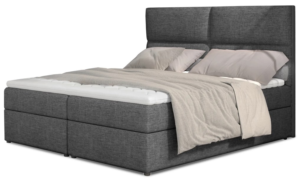 Manželská posteľ Boxspring 160 cm Amebra (svetlosivá) (s matracmi a úl. priestorom). Akcia -20%. Vlastná spoľahlivá doprava až k Vám domov. 1025389