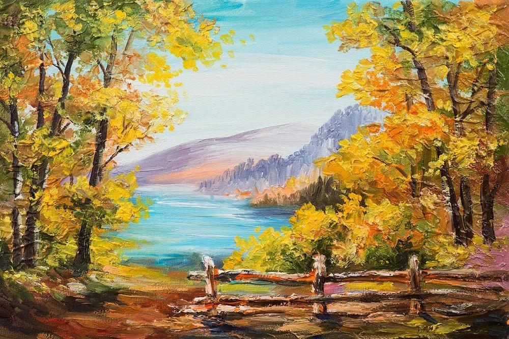 Samolepiaca tapeta jesenný pohľad na horské jazero