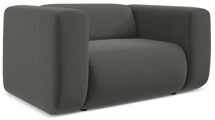 Sivé zamatové kreslo Ekahi – Makamii