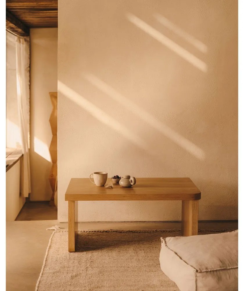 Konferenčný stolík v dekore duba v prírodnej farbe 89x62 cm Oaq – Kave Home