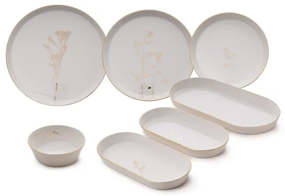 Jedálenská súprava 27 ks biela/zlatá/porcelán